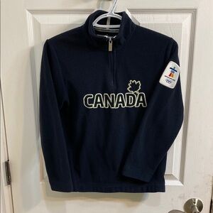 Vancouver 2010 Olympics Blue Quarter Zip Fleece Sweater Canada Youth Size Large